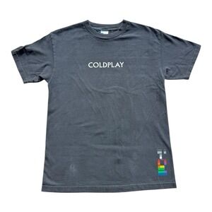Coldplay Band T Shirt Black Murina Made USA Rainbow Pixel Graphic Medium